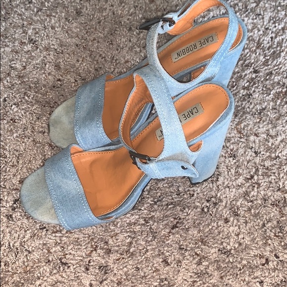 Denim Block Heels - Picture 3 of 5